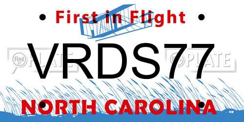 VRDS77 North Carolina License Plate