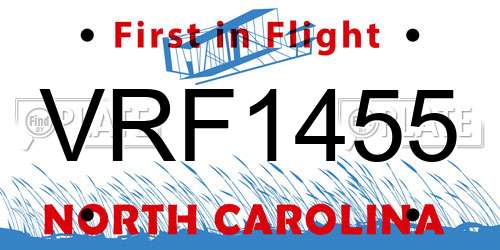 VRF1455 North Carolina License Plate