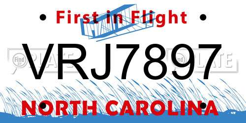 VRJ7897 North Carolina License Plate