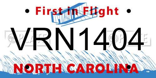 VRN1404 North Carolina License Plate