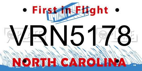VRN5178 North Carolina License Plate