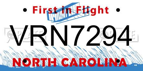 VRN7294 North Carolina License Plate