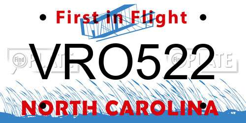 VRO522 North Carolina License Plate