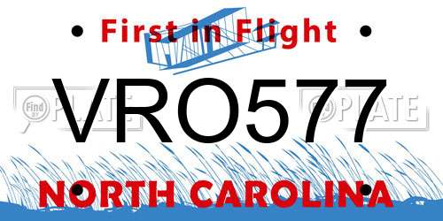 VRO577 North Carolina License Plate