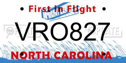 VRO827 North Carolina License Plate
