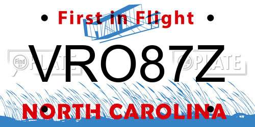 VRO87Z North Carolina License Plate