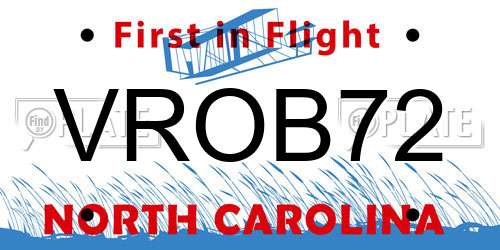 VROB72 North Carolina License Plate
