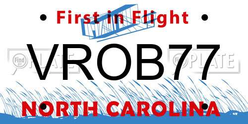 VROB77 North Carolina License Plate
