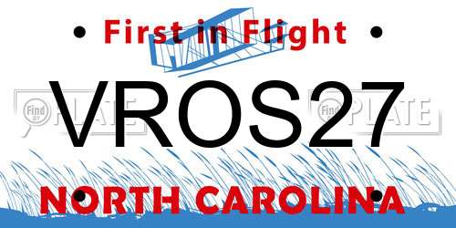 VROS27 North Carolina License Plate