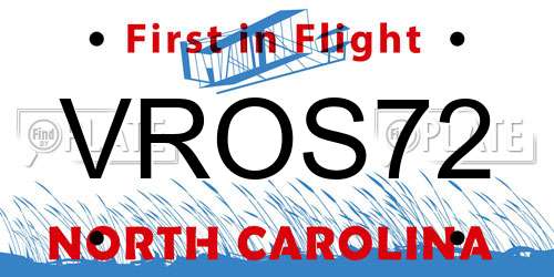 VROS72 North Carolina License Plate