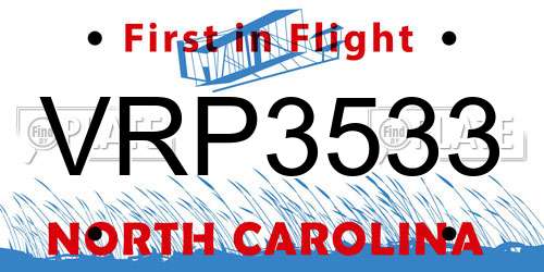 VRP3533 North Carolina License Plate