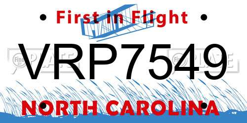 VRP7549 North Carolina License Plate