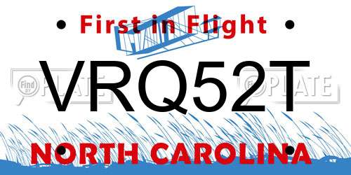 VRQ52T North Carolina License Plate