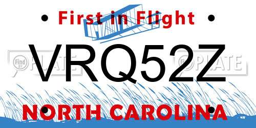 VRQ52Z North Carolina License Plate