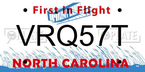VRQ57T North Carolina License Plate