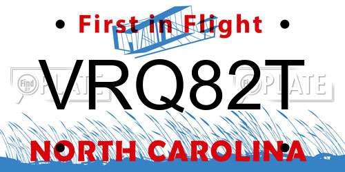 VRQ82T North Carolina License Plate