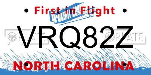VRQ82Z North Carolina License Plate