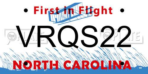VRQS22 North Carolina License Plate