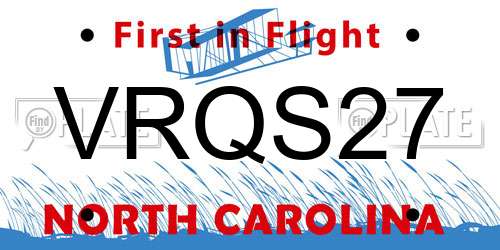 VRQS27 North Carolina License Plate