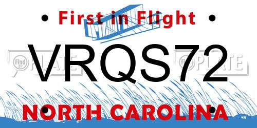 VRQS72 North Carolina License Plate