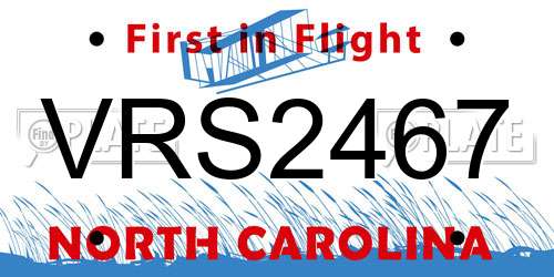 VRS2467 North Carolina License Plate