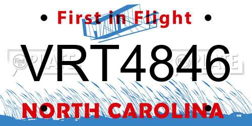 VRT4846 North Carolina License Plate