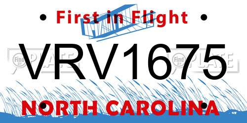 VRV1675 North Carolina License Plate