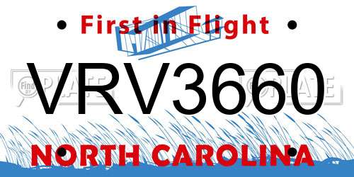VRV3660 North Carolina License Plate