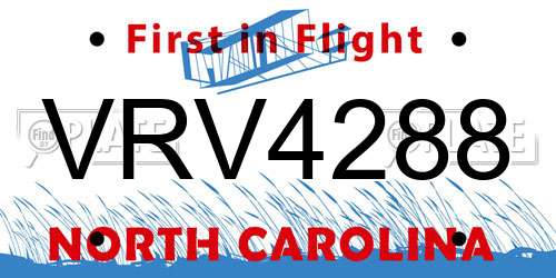 VRV4288 North Carolina License Plate