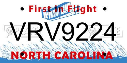 VRV9224 North Carolina License Plate