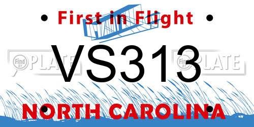 VS313 North Carolina License Plate