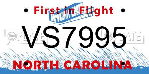 VS7995 North Carolina License Plate