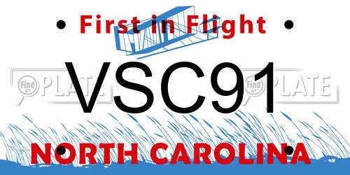 VSC91 North Carolina License Plate