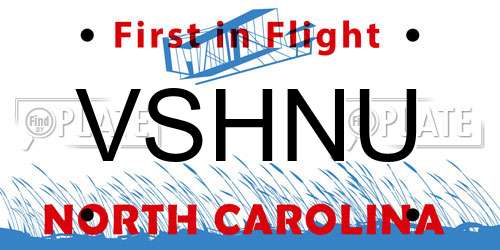 VSHNU North Carolina License Plate
