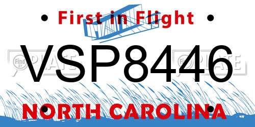 VSP8446 North Carolina License Plate