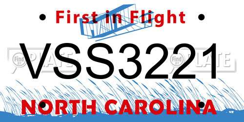 VSS3221 North Carolina License Plate