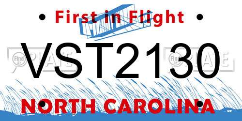 VST2130 North Carolina License Plate