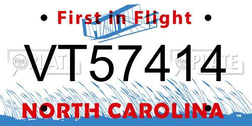 VT57414 North Carolina License Plate