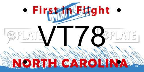 VT78 North Carolina License Plate