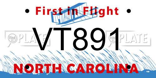 VT891 North Carolina License Plate