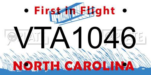 VTA1046 North Carolina License Plate