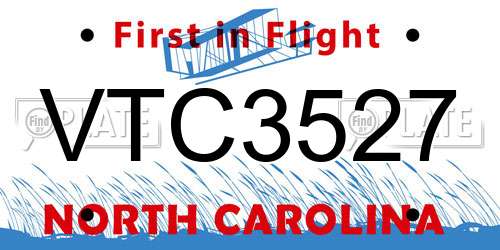 VTC3527 North Carolina License Plate