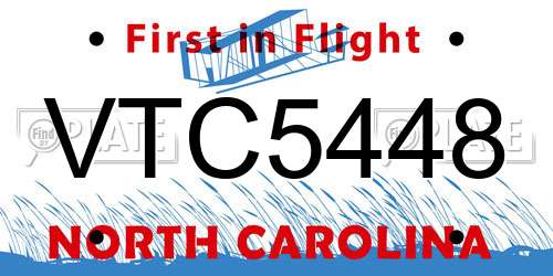 VTC5448 North Carolina License Plate