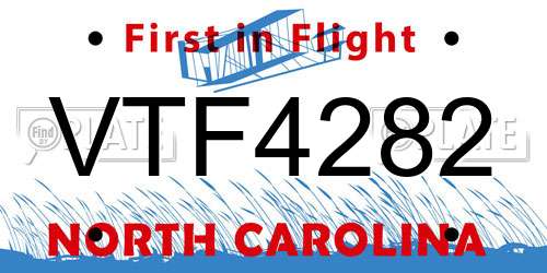 VTF4282 North Carolina License Plate