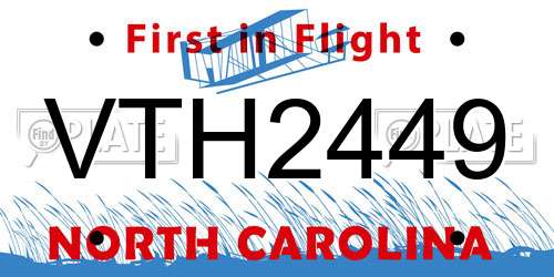 VTH2449 North Carolina License Plate