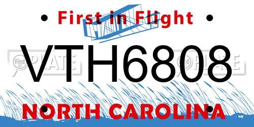 VTH6808 North Carolina License Plate