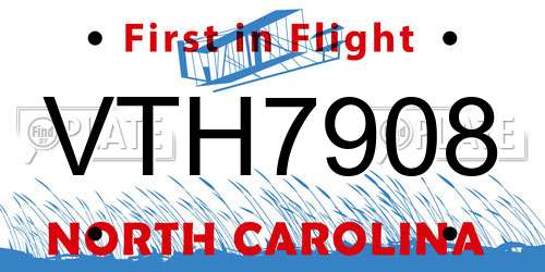 VTH7908 North Carolina License Plate