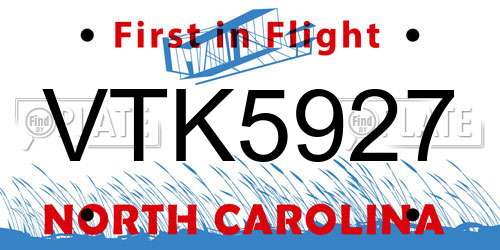 VTK5927 North Carolina License Plate