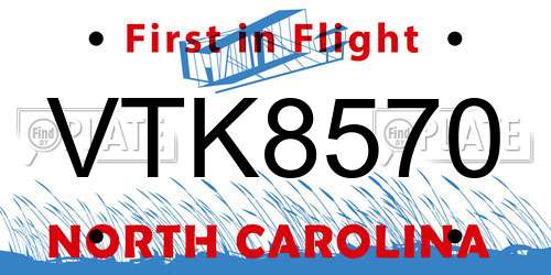 VTK8570 North Carolina License Plate