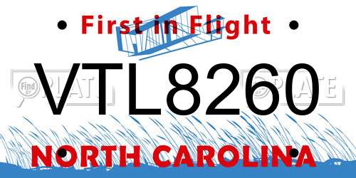 VTL8260 North Carolina License Plate